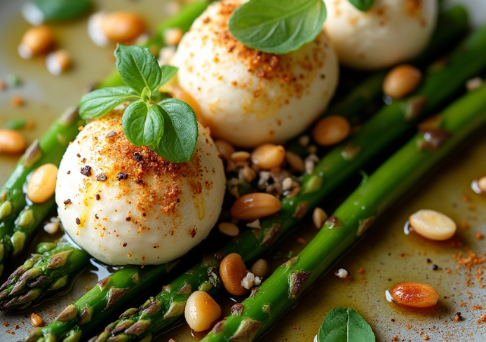 Gegrilde asperges met burrata