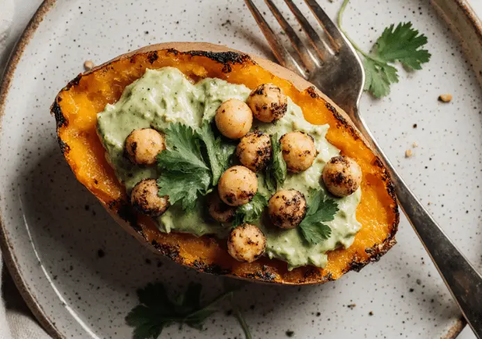 Patate Douce Rôtie & Sauce à l'Avocat