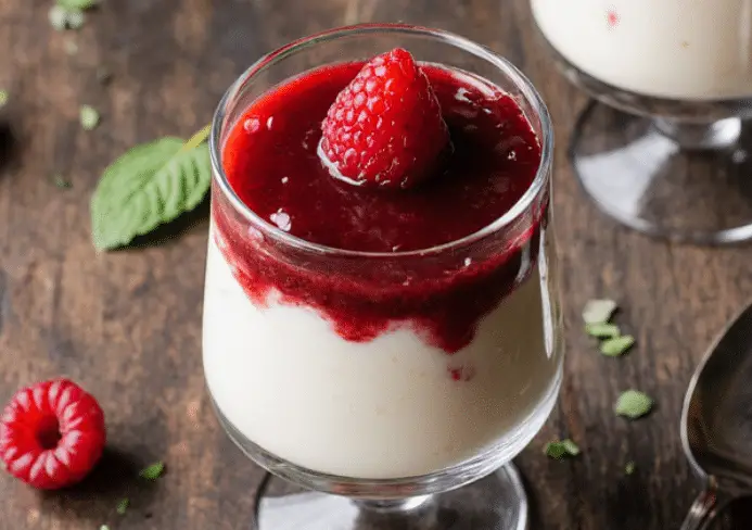 Panna Cotta vanille au coulis de framboises