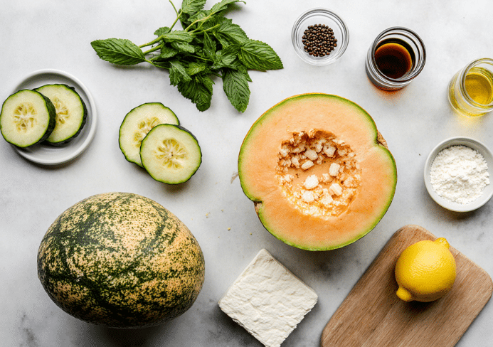 salade de melon concombre et feta