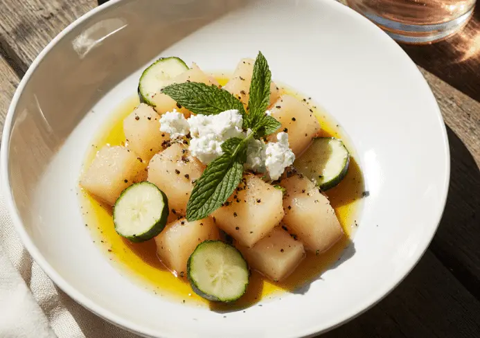 Salade de melon, concombre et feta