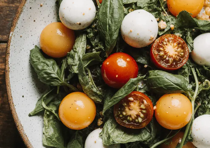 Salade fraîcheur aux tomates, melon et mozzarella