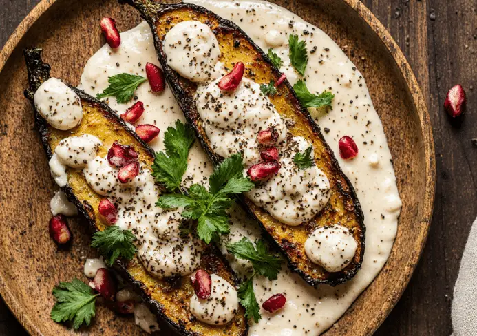 Aubergines aux épices et tahini