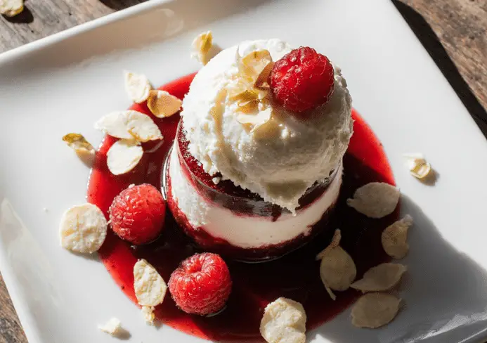 dessert rafraichissant glacé aux framboises