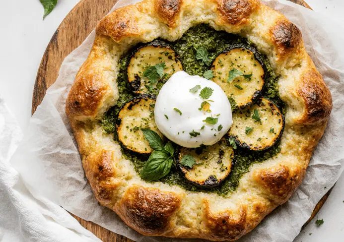 Feuilleté Courgettes, Pesto & Burrata