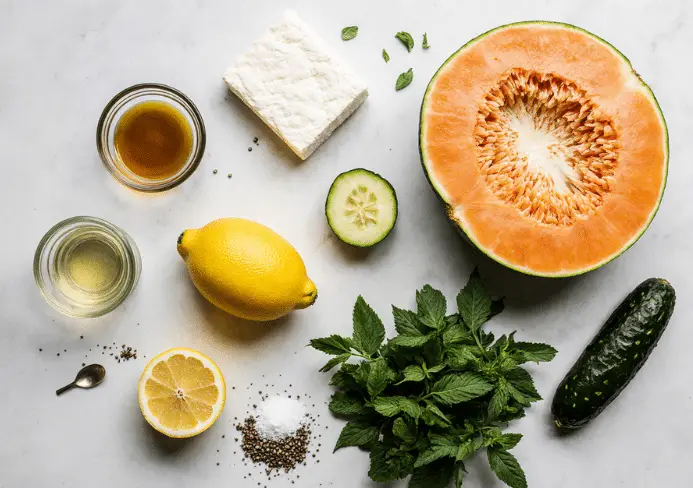 Salade de melon, concombre et feta