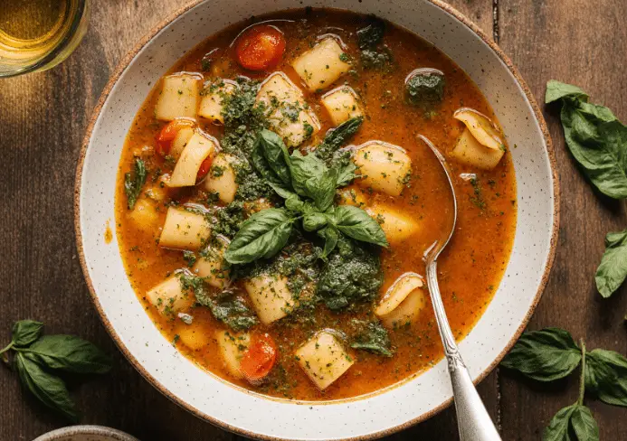 Soupe au pistou traditionnelle au basilic
