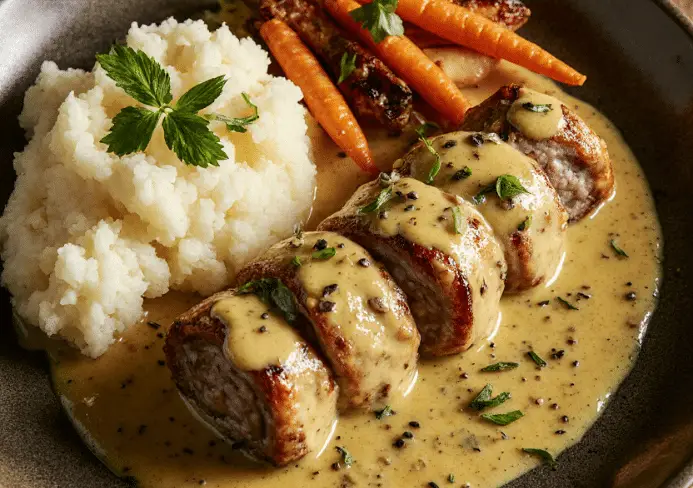 Paupiettes de veau à la moutarde ancienne
