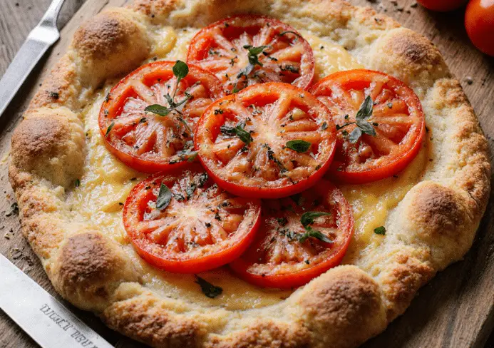 Tarte a la tomate, moutarde et emmental