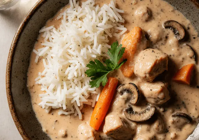 Blanquette de poulet aux champignons