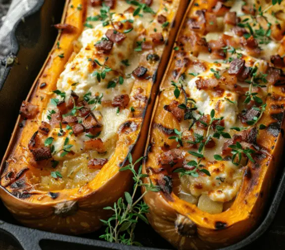 Butternut Farcie aux Lardons et au Chèvre Fondant