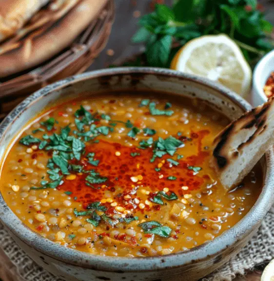 Soupe aux lentilles corail et lait de coco