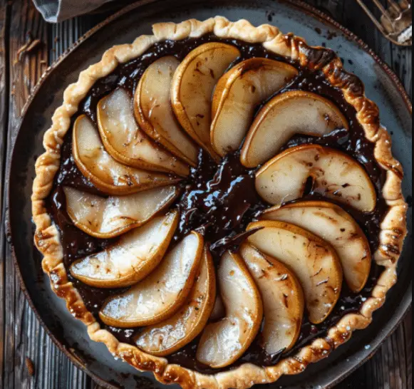 Tarte aux poires amandes et chocolat