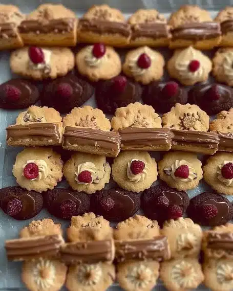 Assortiment de biscuits savoureux à trois variétés sur une table
