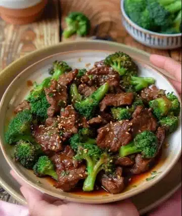 Plat de boeuf sauté aux brocolis, délicieusement préparé
