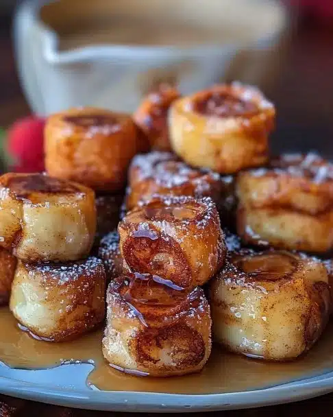 Bouchées de Pain Perdu aux Rouleaux de Cannelle, un dessert savoureux et réconfortant