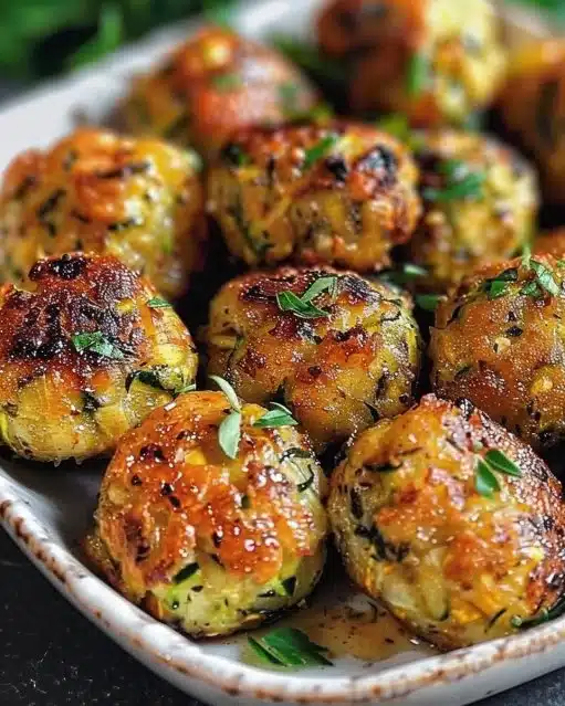 Boulettes croustillantes de courgettes au four prêtes à être servies