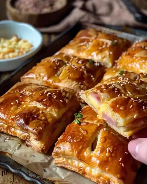 Bretzels farcis au fromage et au jambon, recette gourmande et savoureuse.