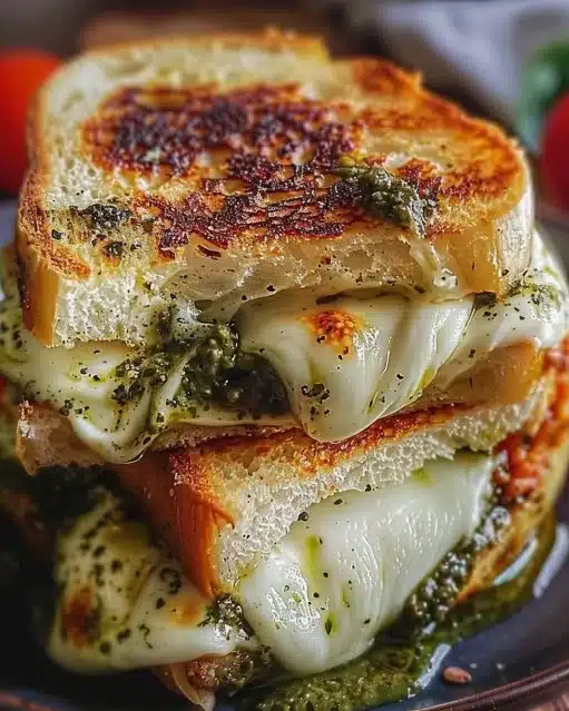 Croque-Monsieur Méditerranéen garni de fromages et légumes frais