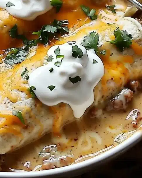 Enchiladas au petit-déjeuner du Sud avec garnitures savoureuses