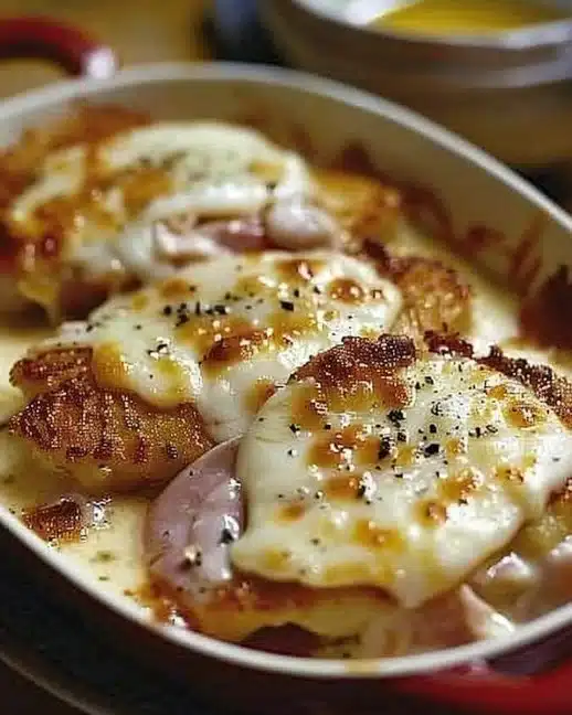 Escalopes savoyardes servies avec une garniture appétissante