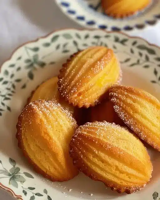 Madeleines maison fraîches et dorées sur une assiette