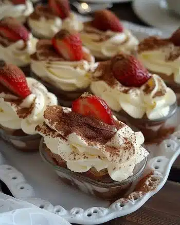 Mini desserts tiramisu crémeux et délicieux, parfaits pour toute fête