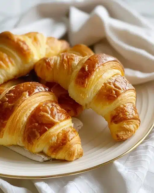 Pains au croissant frais et dorés, parfaits pour le petit-déjeuner.