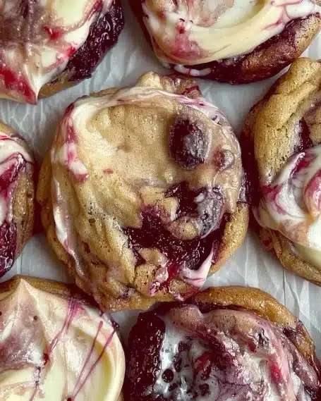 Élégante spirale de chocolat blanc cerise, savoureuse et raffinée.