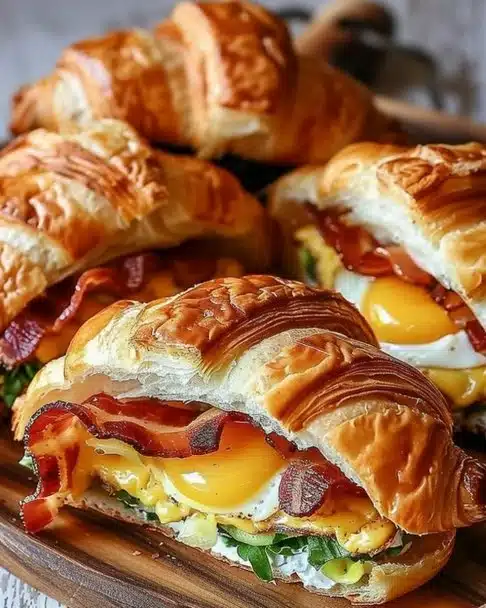 Sandwich au petit déjeuner avec œufs et légumes frais