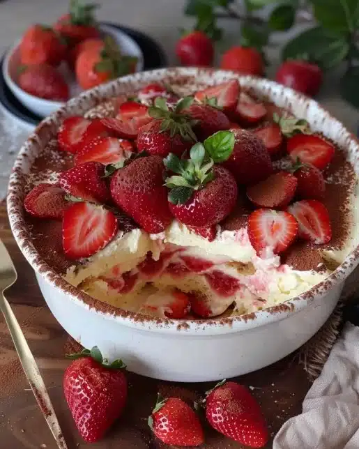 Tiramisu aux fraises - dessert italien délicieux et léger