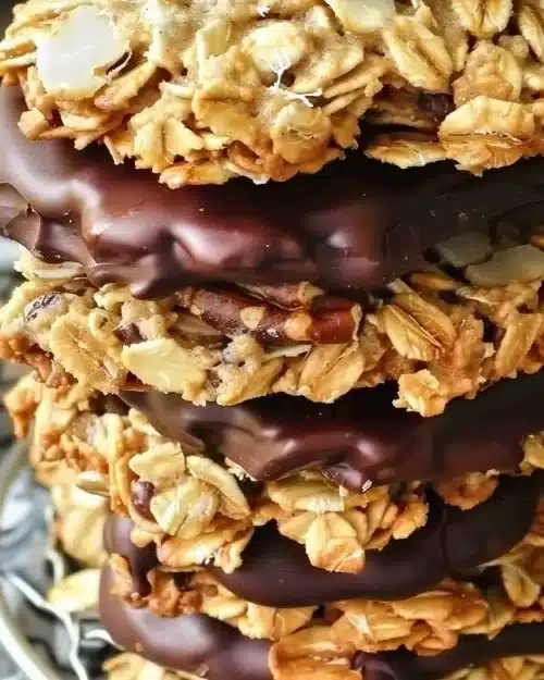 Biscuits chocolat aux flocons d’avoine faits maison sur une assiette.