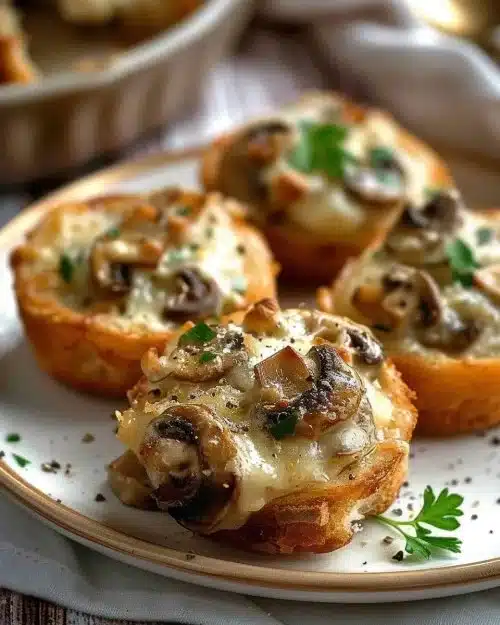 Bouchées croustillantes aux champignons gratinés, parfaites pour un apéritif gourmet
