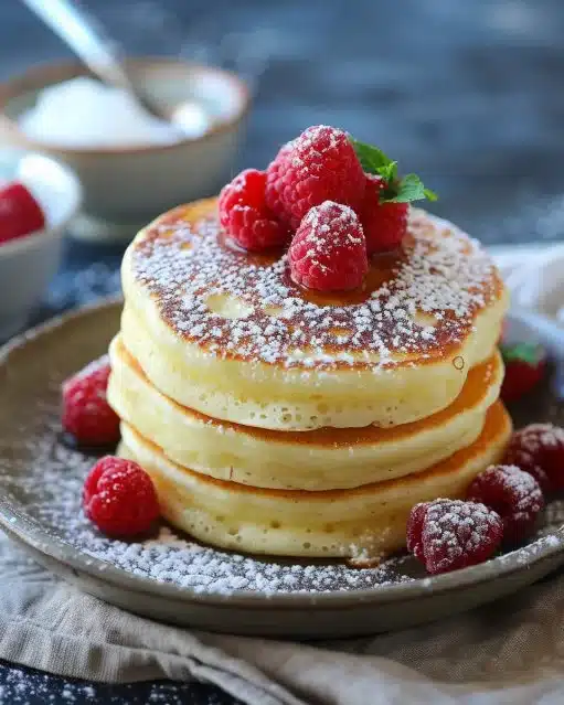 Crêpes soufflées japonaises servies avec garnitures