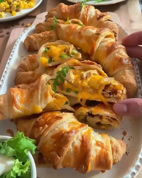 Croissants farcis au poulet et au fromage, une délicieuse recette
