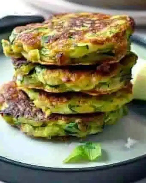 Galettes de courgettes saines servies avec une sauce légère dans une assiette