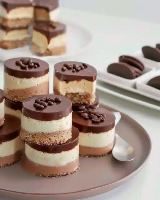 Gâteau au café moelleux posé sur une assiette avec une tasse de café à côté