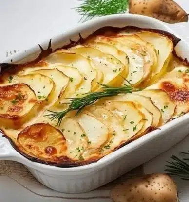 Gratin de pommes de terre crémeux avec fromage et épices