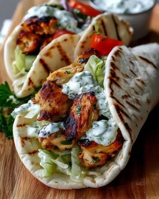 Gyros de poulet méditerranéen avec sauce tzatziki savoureuse