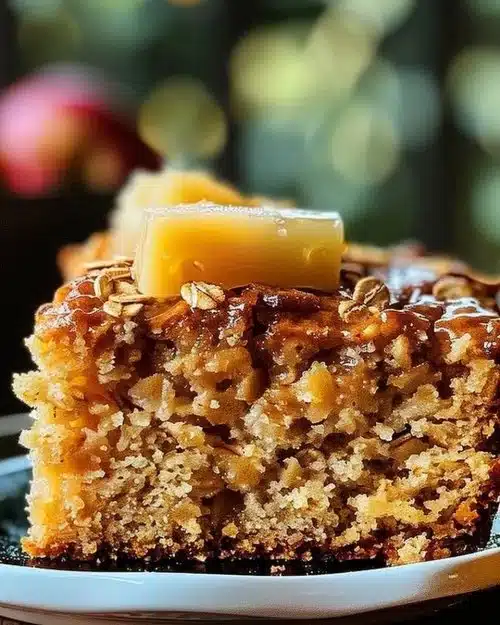 Gâteau aux flocons d'avoine sain et délicieux servi avec des fruits