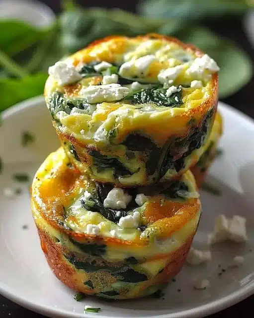 Muffins aux œufs avec épinards et feta, délicieux petit déjeuner nutritif