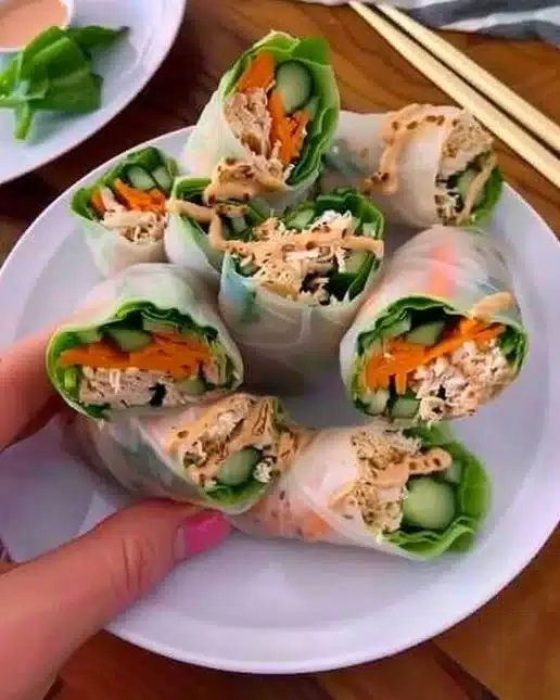 Rouleau de printemps géant au poulet Bang Bang savoureux et coloré