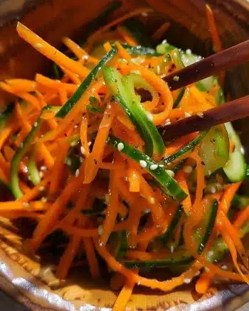 Salade de concombre et de carottes fraîche et colorée dans un bol