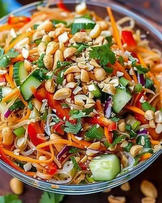 Salade thaï cacahuète avec légumes croquants et sauce savoureuse