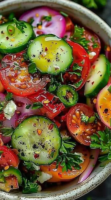 Salade de légumes mélangés avec herbes et fromage cottage