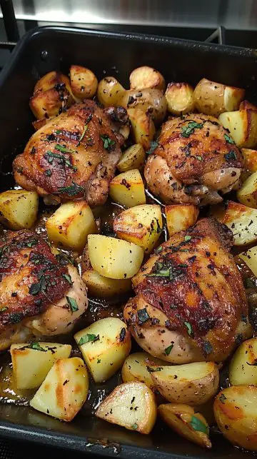 Poulet et pommes de terre en une seule poêle