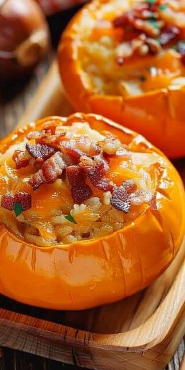 Potimarron farci au reblochon et aux lardons