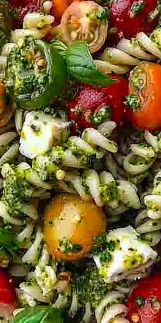 SALADE DE PÂTES PESTO avec TOMATES et MOZZARELLA !😍