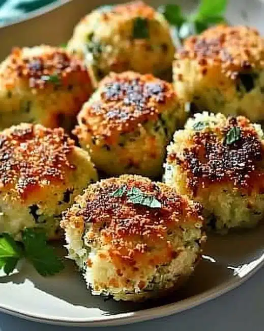 Boules de courgette croustillantes fraîchement cuites au four