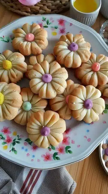 Biscuits au beurre de fleurs de printemps, croustillants et parfumés